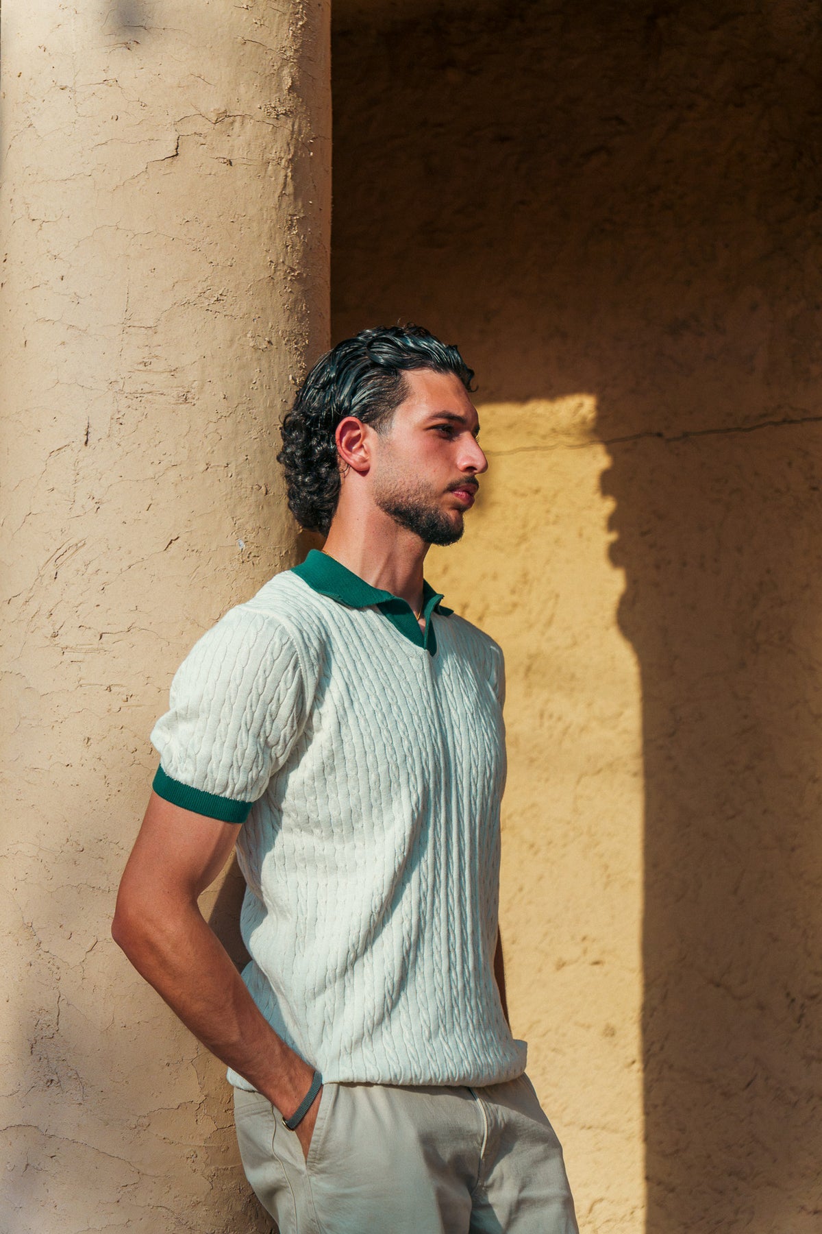 The Cable Knit Contrast Polo