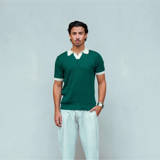 The Cable Knit Contrast Polo