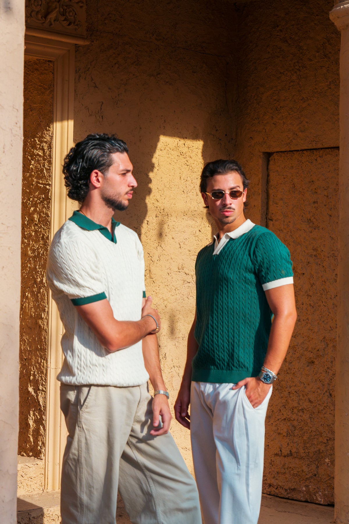 The Cable Knit Contrast Polo