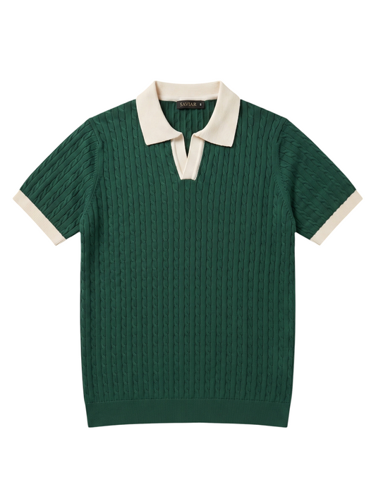 The Cable Knit Contrast Polo