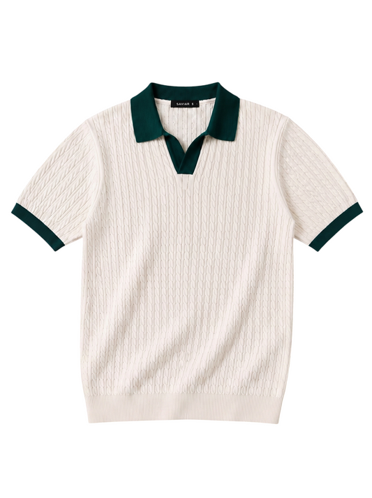 The Cable Knit Contrast Polo